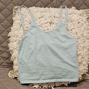 American Eagle Outfitters Blue Fitted Crop Tank Top